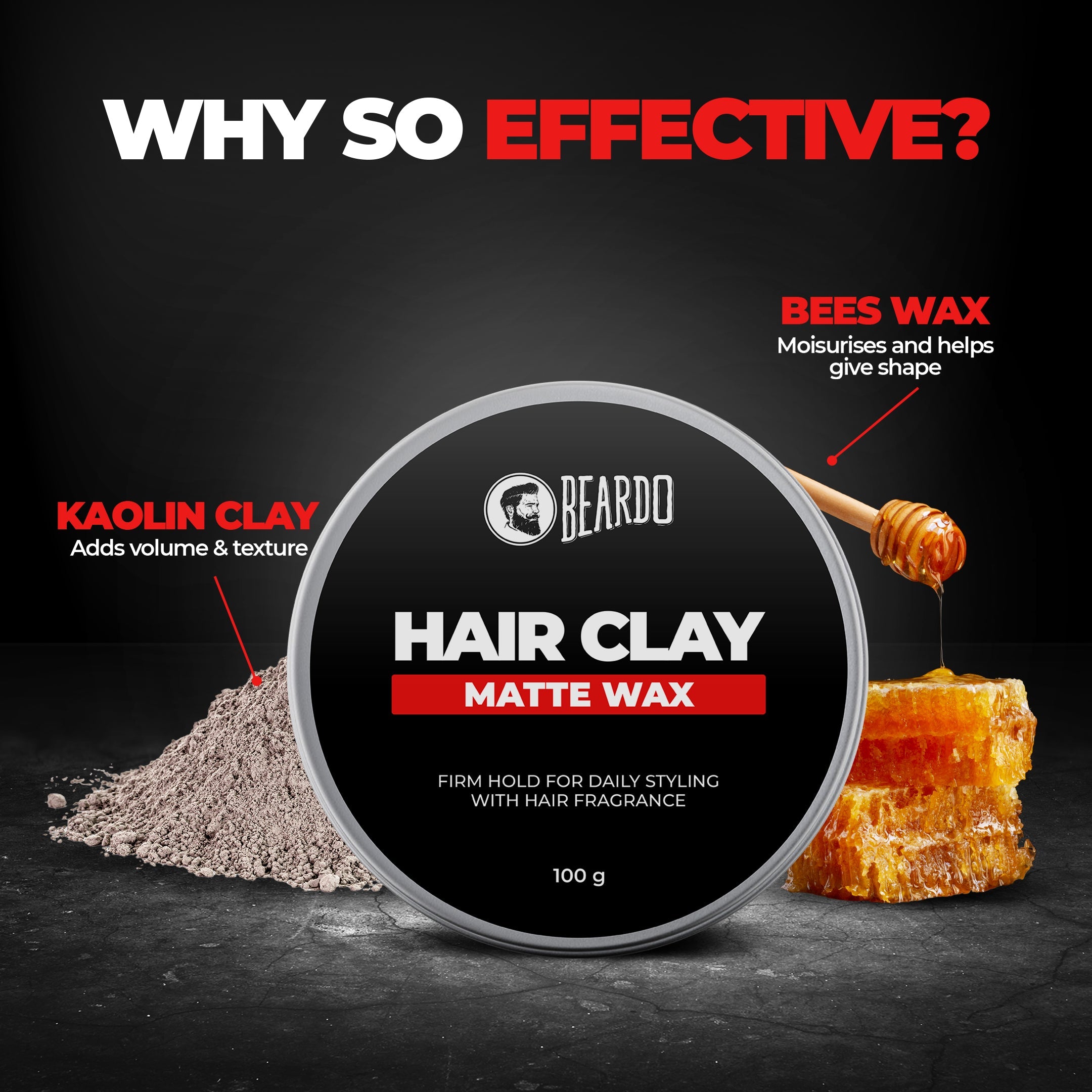 Beardo HAIR CLAY Wax, Strong Hold, 100g - Image 5 - Buy from Indicrest
