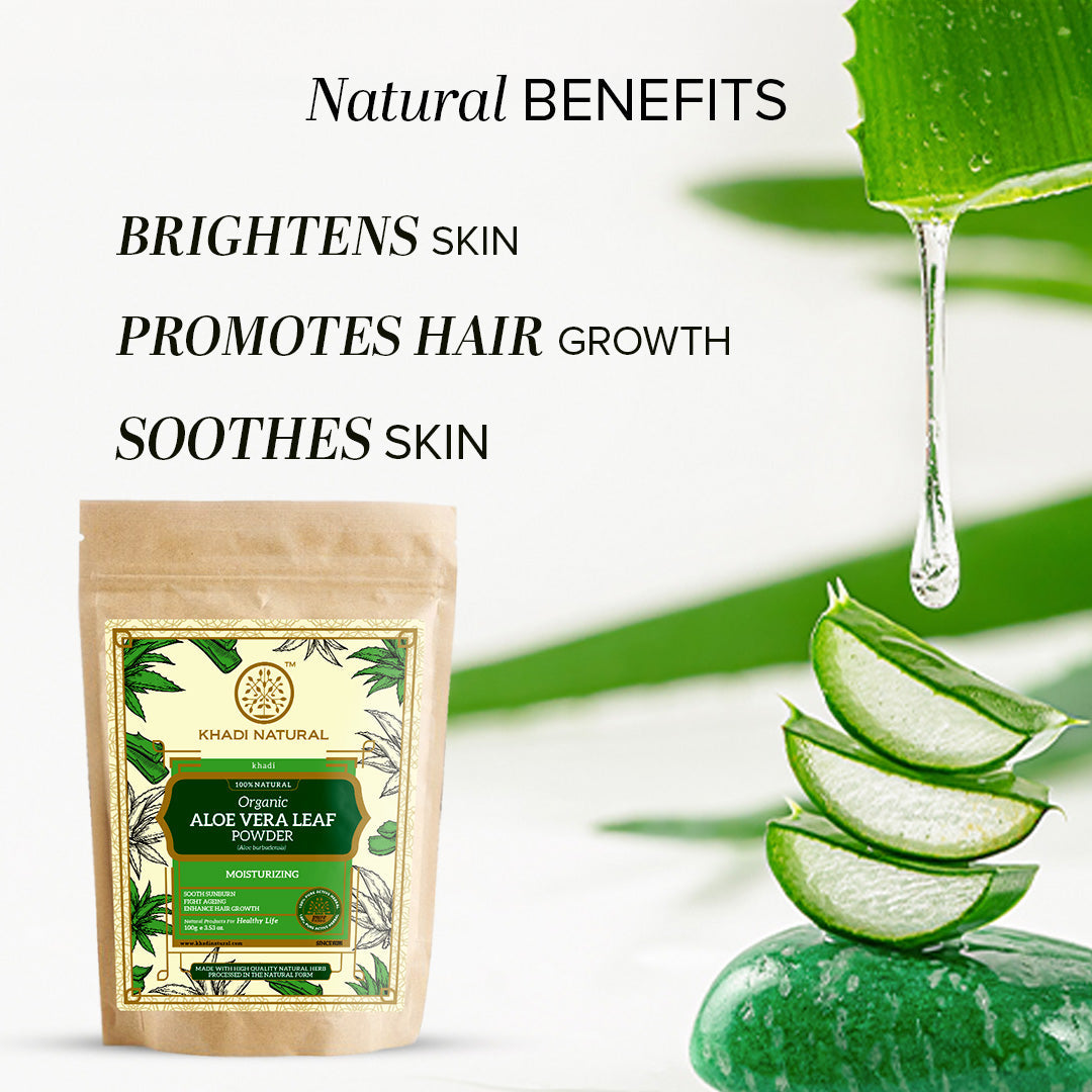 Khadi Natural Organic Aloe Vera Leaf Powder For Hair Care- 100% Natural - 100gm - Image 2 - Buy from Indicrest