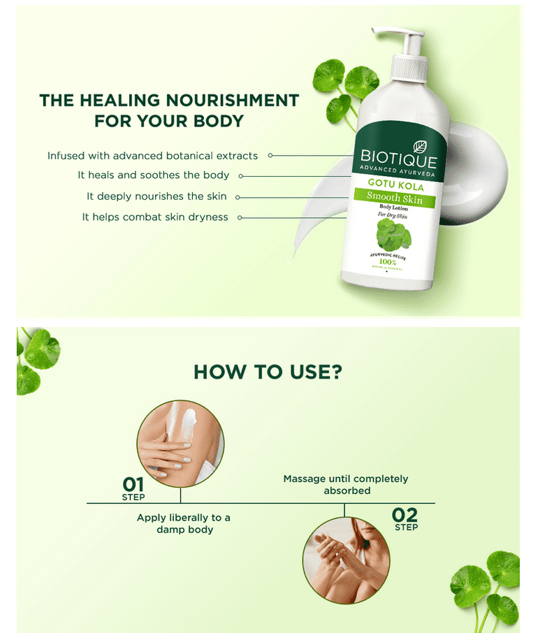 Biotique Gotu Kola Smooth Skin Body Lotion, 400ml - Image 6 - Buy from Indicrest