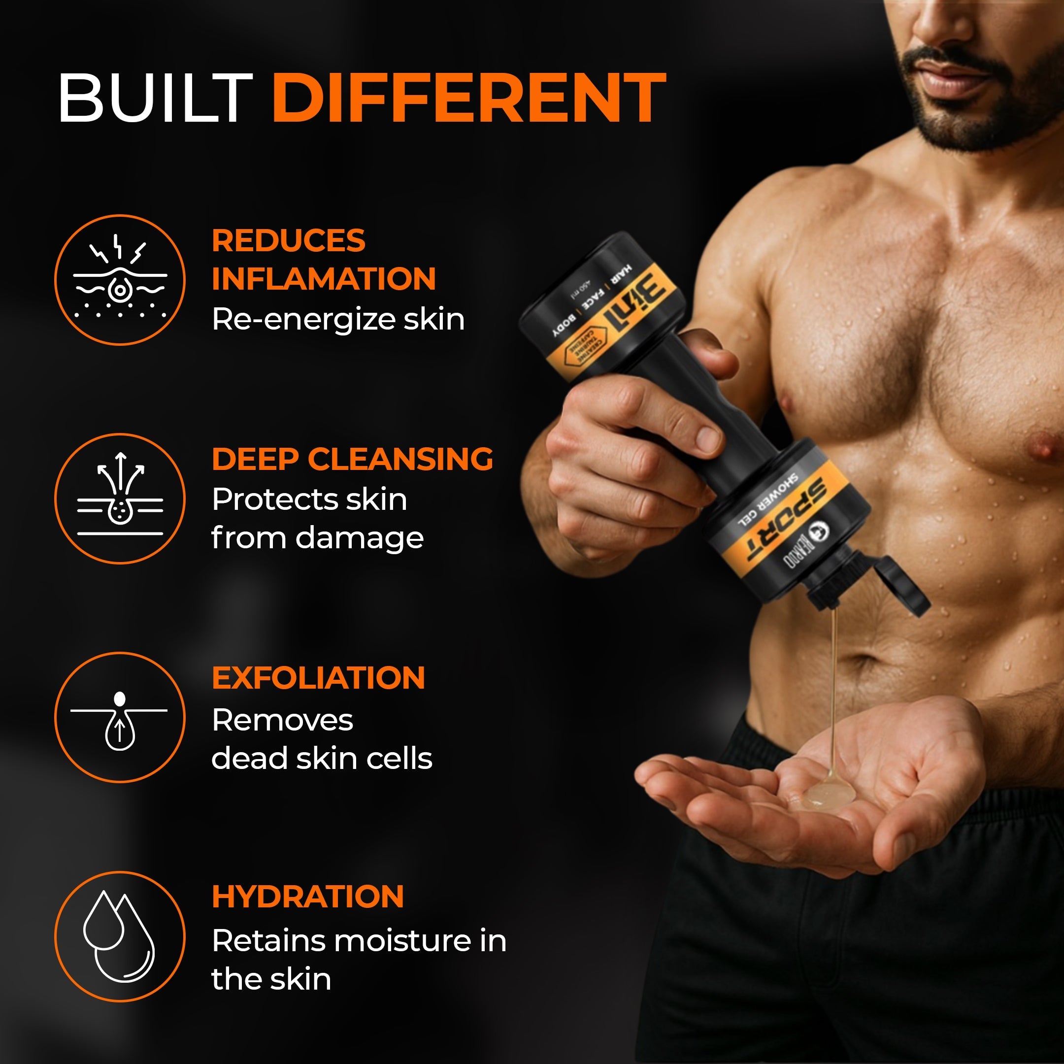 Beardo Sport 3-in-1 Body Wash Shower Gel, 450ml - Image 4 - Buy from Indicrest