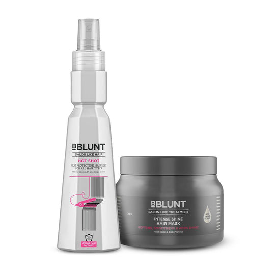 Bblunt BBLUNT Protect & Shine Combo Hot Shot Heat Protection Mist 150ml, Intense Shine Hair Mask, 250g - Buy from Indicrest