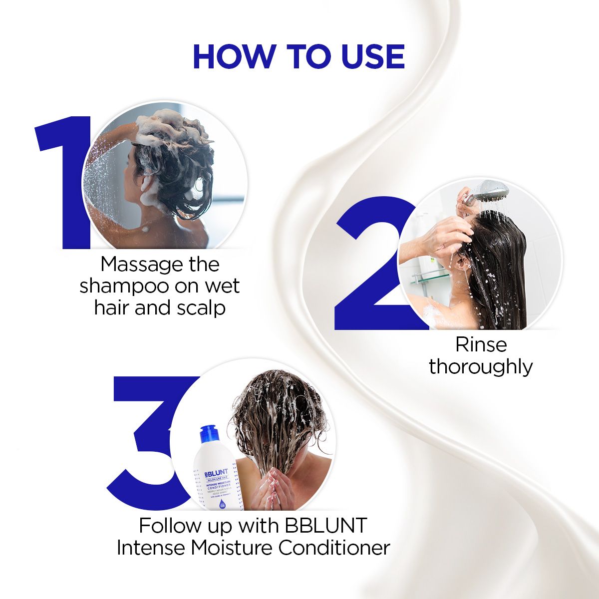 Bblunt Intense Moisture Shampoo with Jojoba and Vitamin E for Dry & Frizzy Hair, 300ml, Pack of 3 X 300ml - Image 14 - Buy from Indicrest