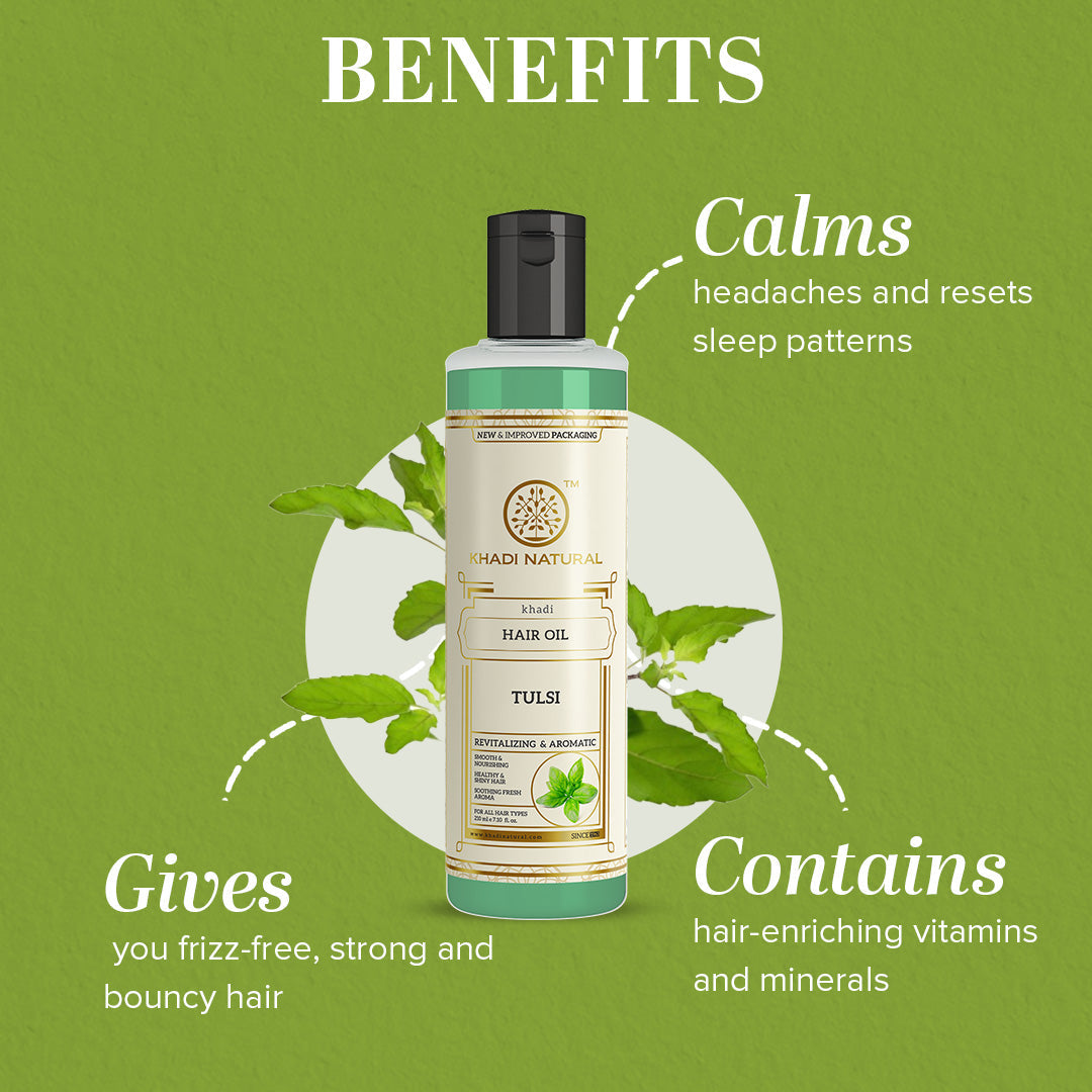 Khadi Natural Tulsi Hair Oil - 210ml Sale - Image 2 - Buy from Indicrest