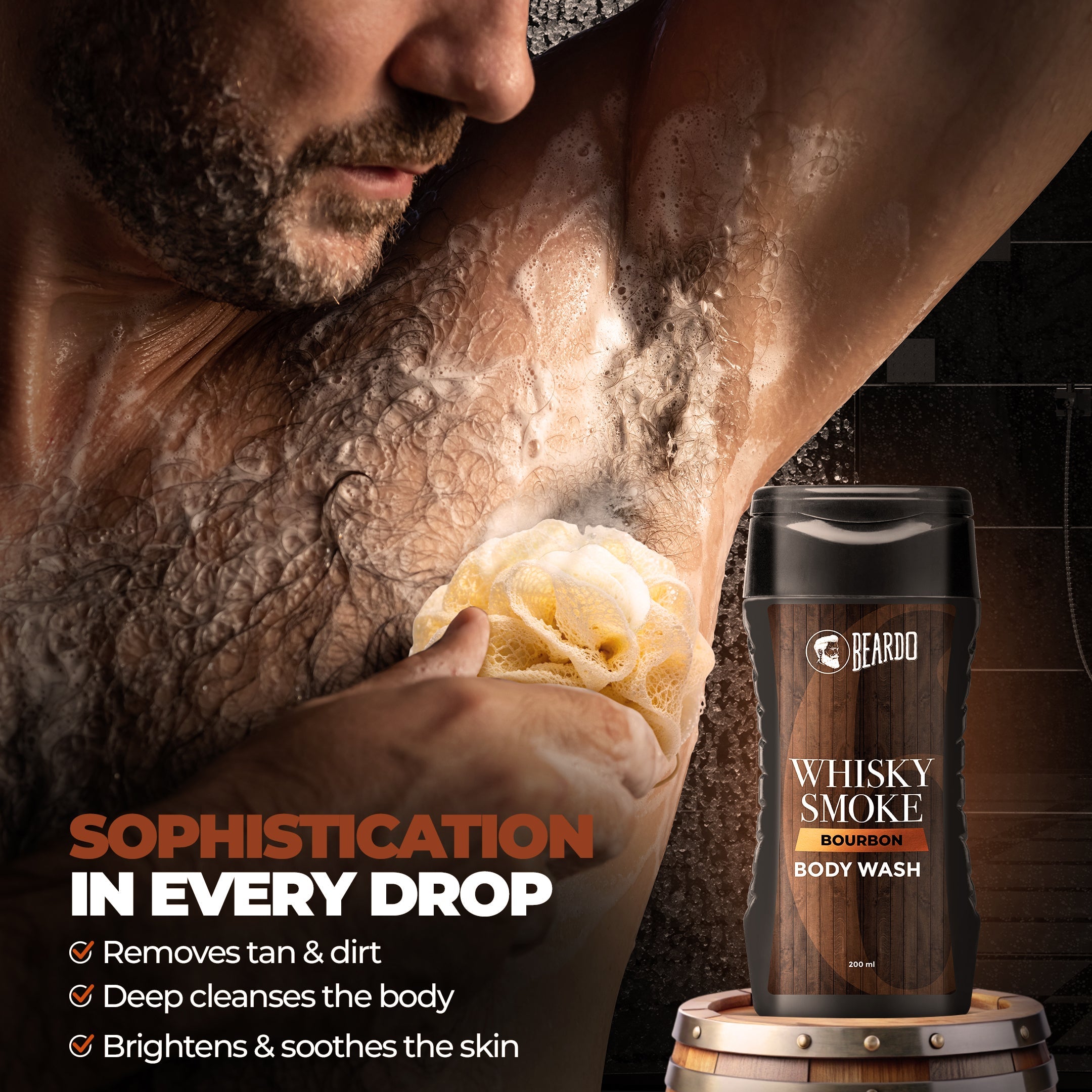 Beardo Whisky Smoke Bourbon Bodywash, 200ml - Image 4 - Buy from Indicrest