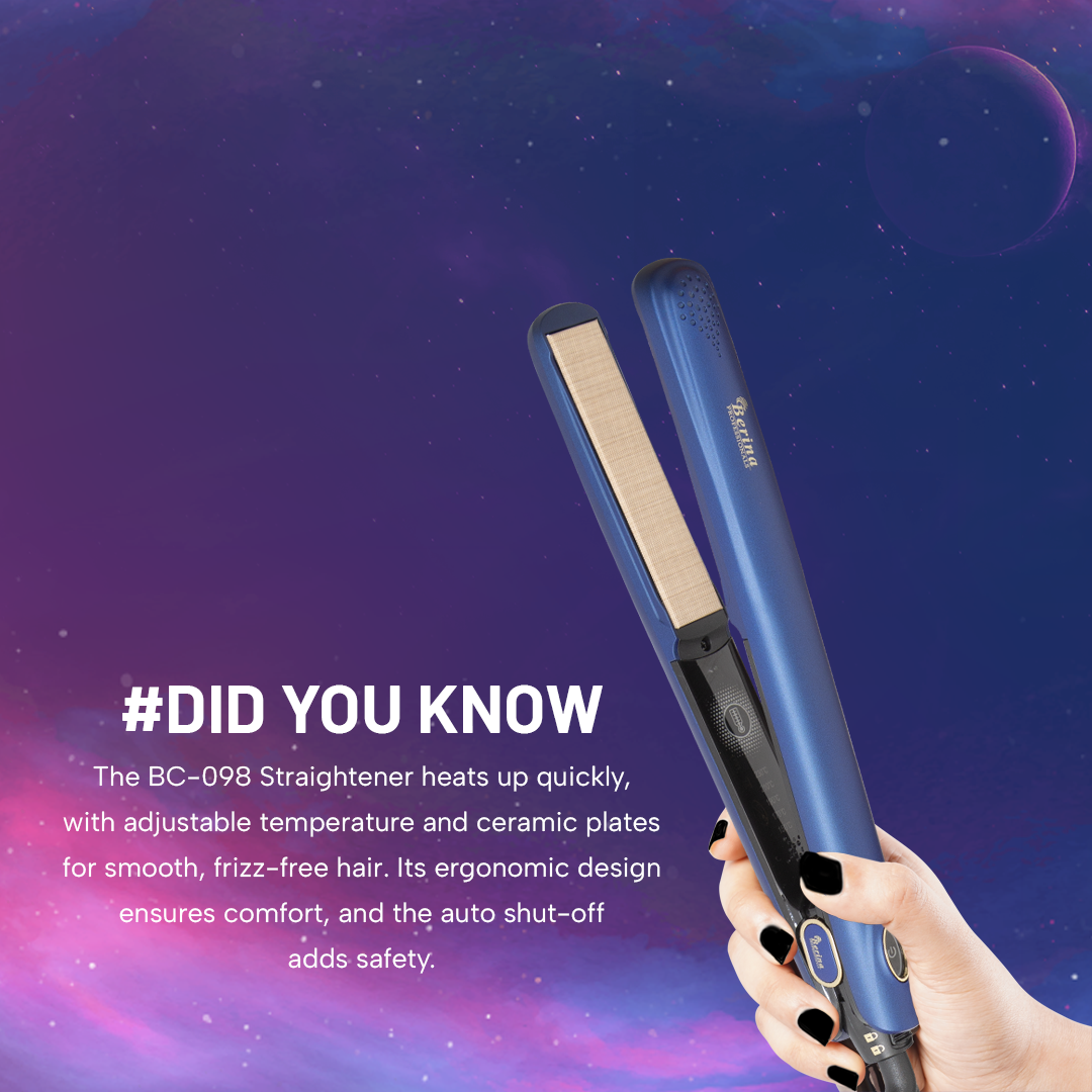 Berina Professional Advance Nano Thermal BC-098 Hair Straightener | Frizz Control, Smooth Finish & Advanced Heating, BC-098