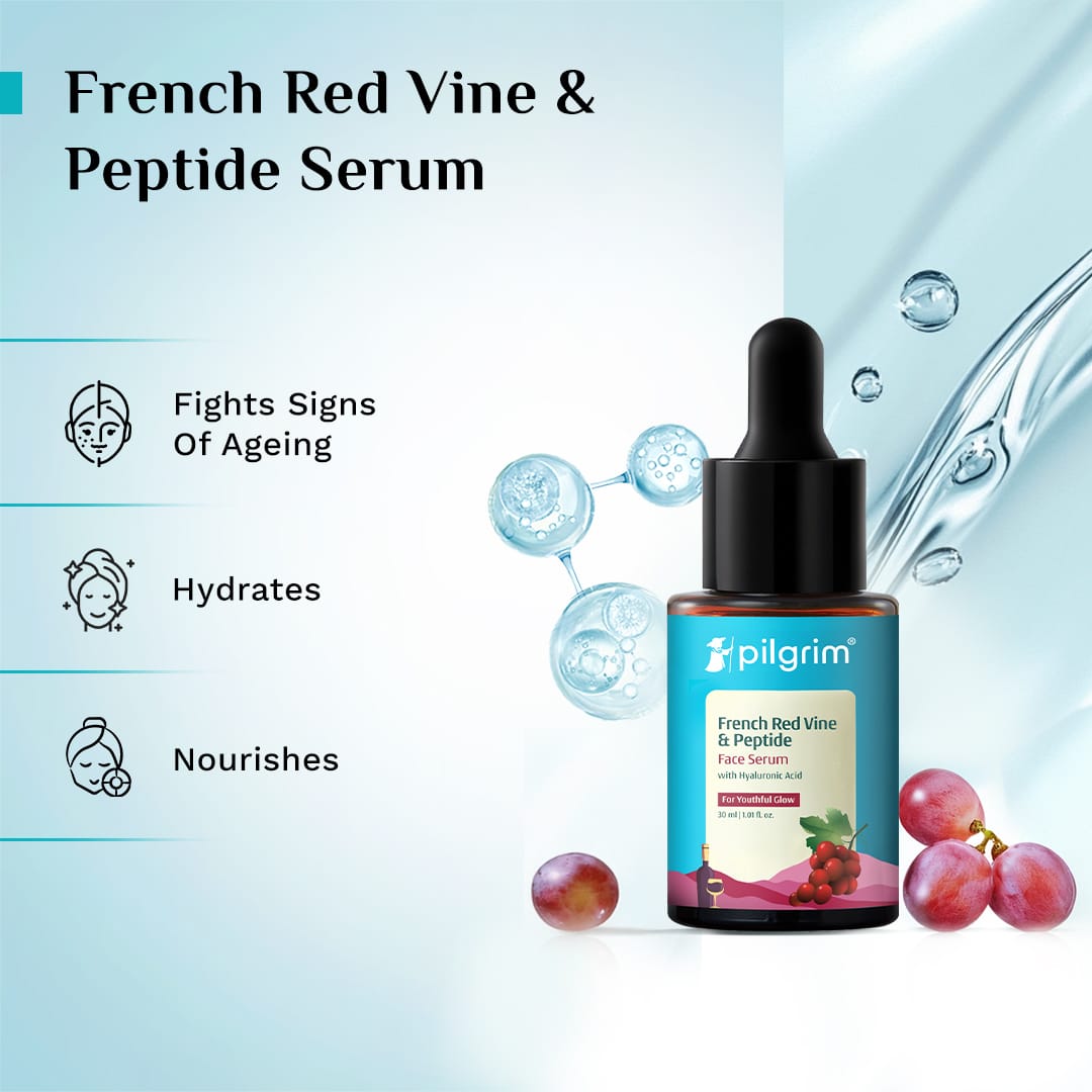 Pilgrim Anti-Ageing Kit with French Red Vine, Face Wash 100ml + Red Vine Face Serum 30ml + Red Vine Night Gel Creme 50g - Image 5 - Buy from Indicrest