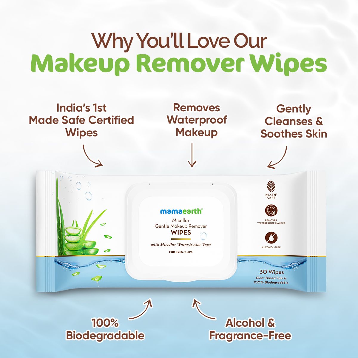 Mamaearth Micellar Gentle Makeup Remover Wipes, 30Nos - Image 2 - Buy from Indicrest