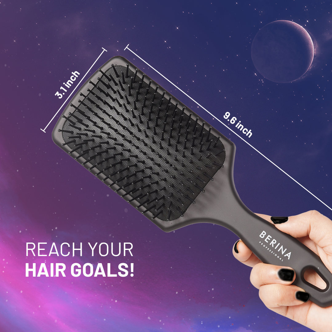Berina Professional Detangle Pro Paddle Brush | Gentle Detangling Without Breakage or Hair Pull, Brush