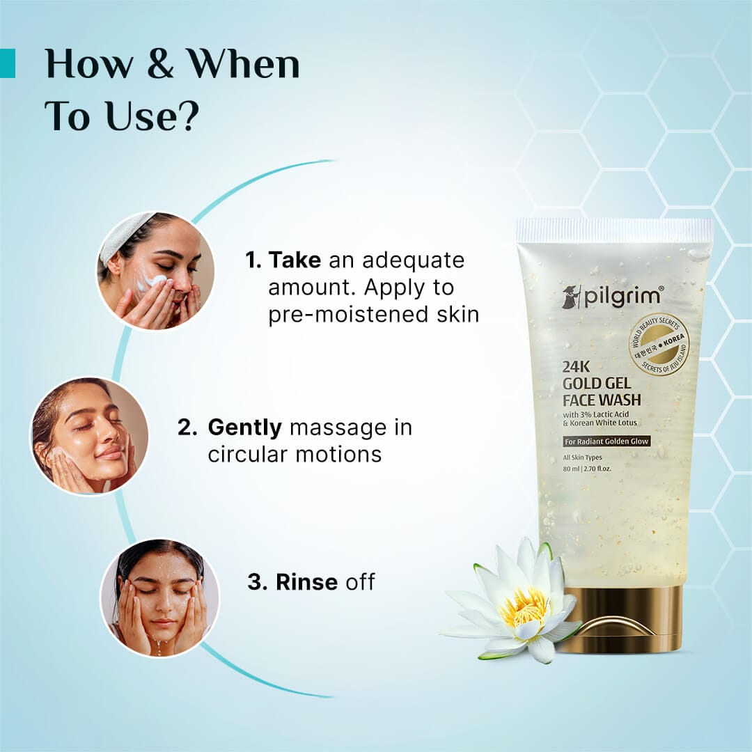 Pilgrim 24K Gold Gel Face Wash, 80ml - Image 5 - Buy from Indicrest