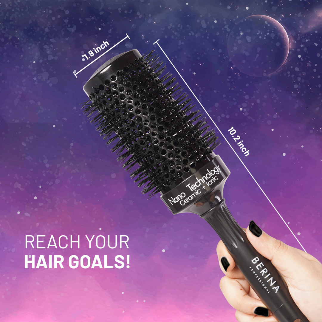 Berina Professional Volumize Round Brush 53mm | Adds Volume & Bounce | Ideal for Long Hair, 53 MM