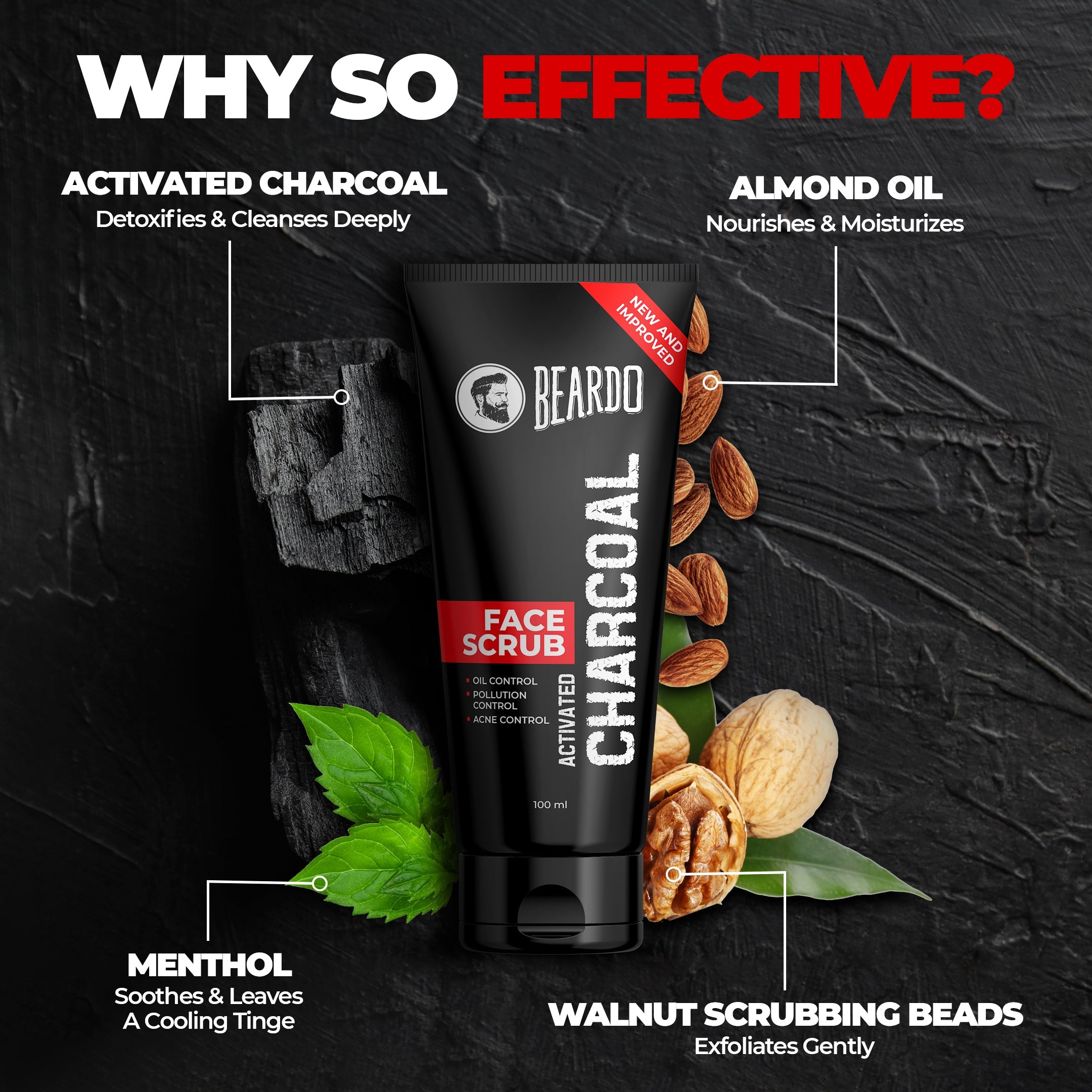 Beardo Activated Charcoal Face Scrub, 100g - Image 5 - Buy from Indicrest