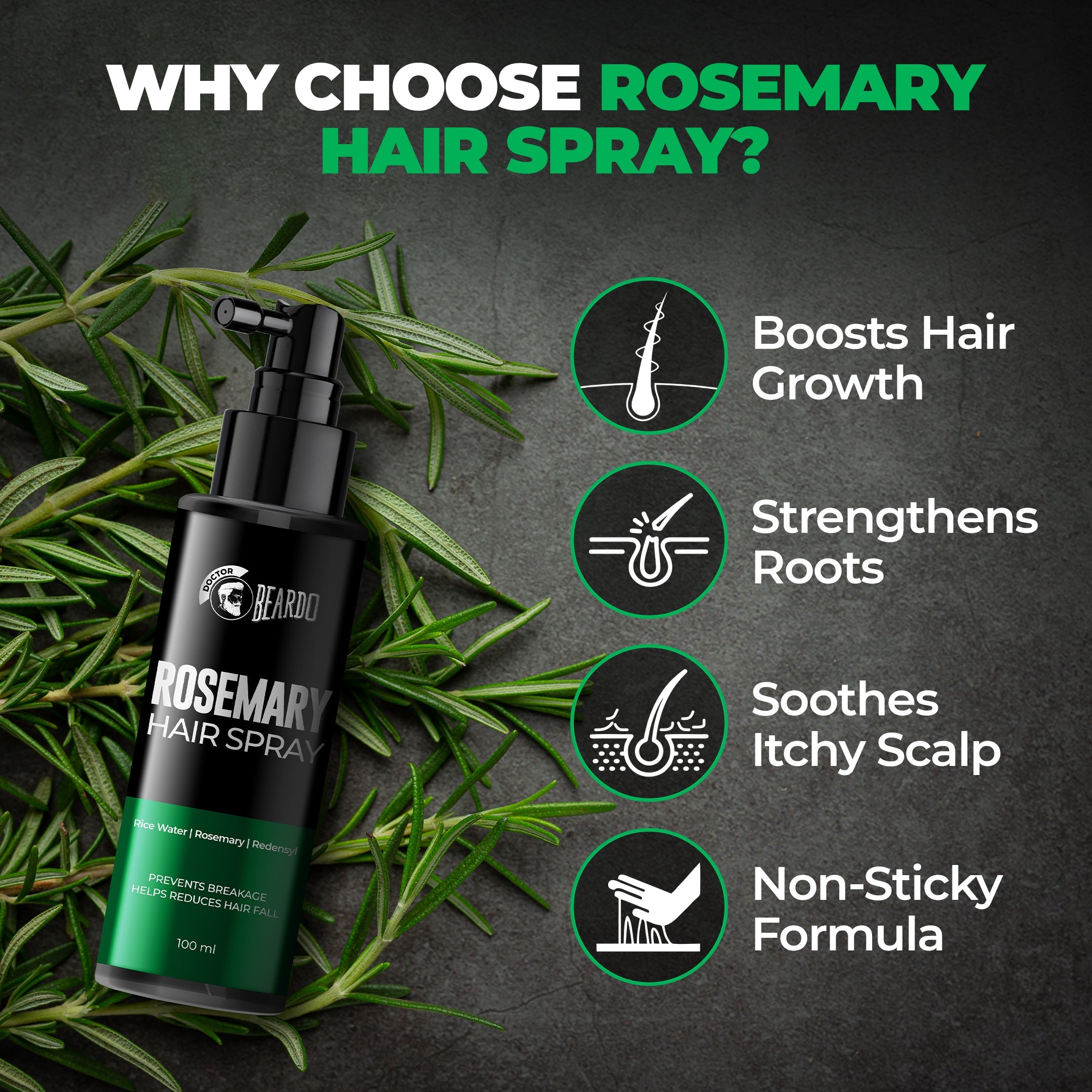 Beardo Rosemary Hair Spray, 100ml - Image 4 - Buy from Indicrest
