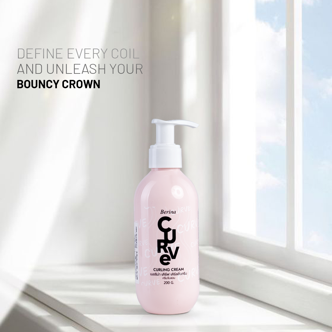 Berina Professional Curve Curling Cream | Defines, Enhances & Holds Curls for Curly & Wavy Hair, 200g