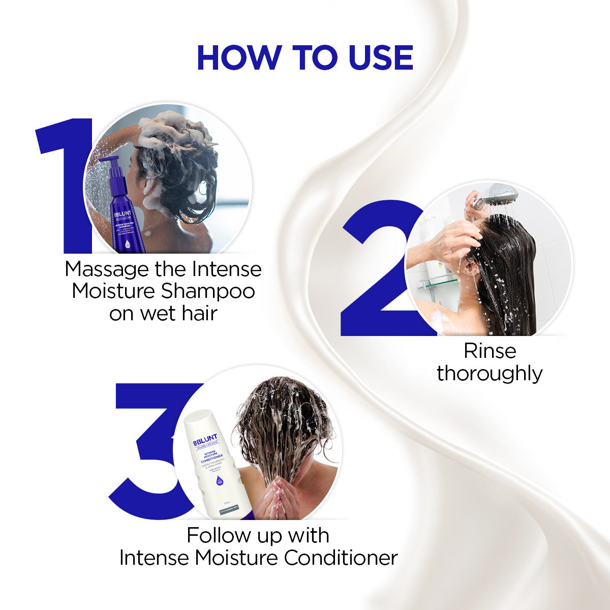 Bblunt Intense Moisture Shampoo with Jojoba and Vitamin E for Dry & Frizzy Hair, 300ml, Pack of 3 X 300ml - Image 6 - Buy from Indicrest