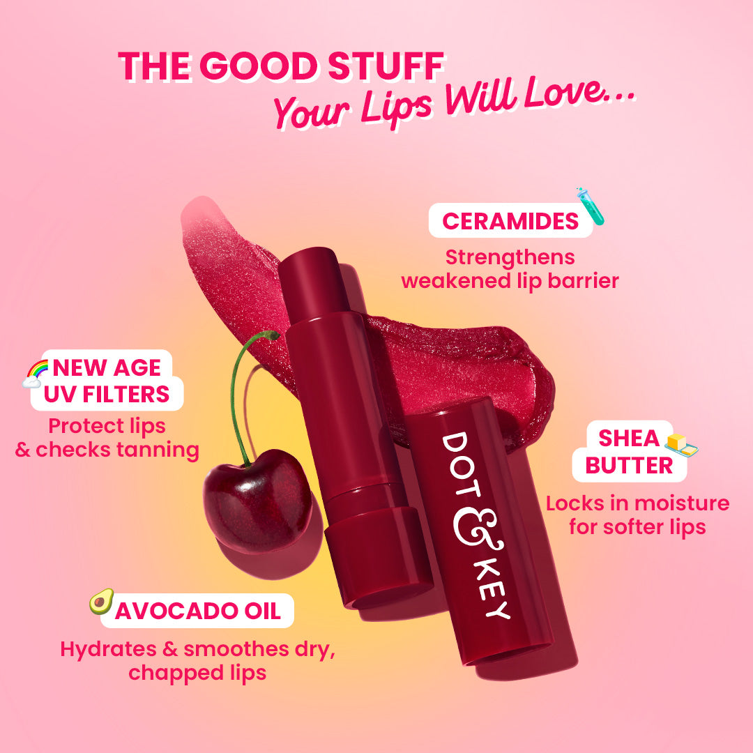 Dot & Key SPF 50+ Barrier Repair Hydrating Lip Balm, Cherry Crimson