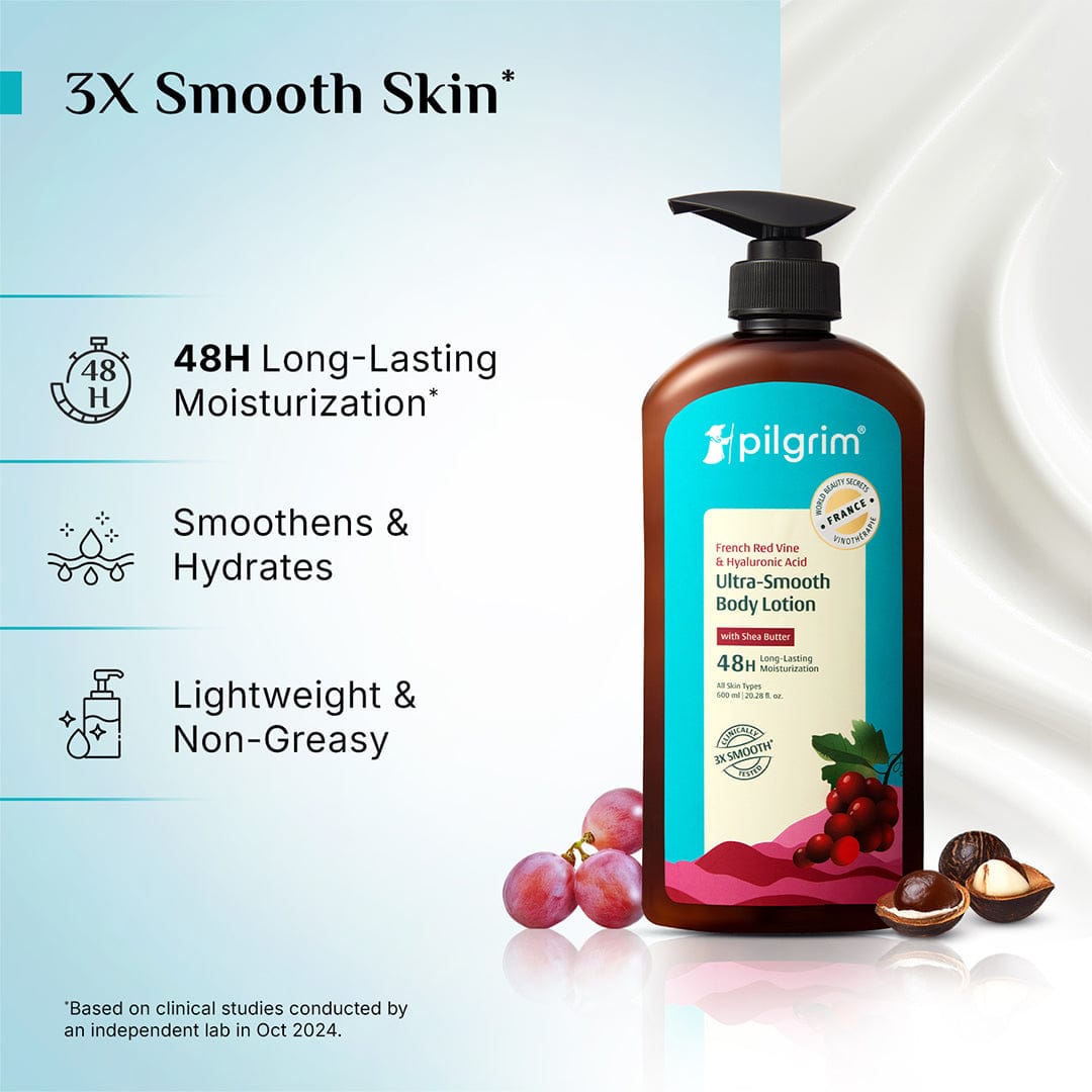 Pilgrim French Red Vine & Hyaluronic Acid Ultra-Smooth Body Lotion, 400ml - Image 6 - Buy from Indicrest