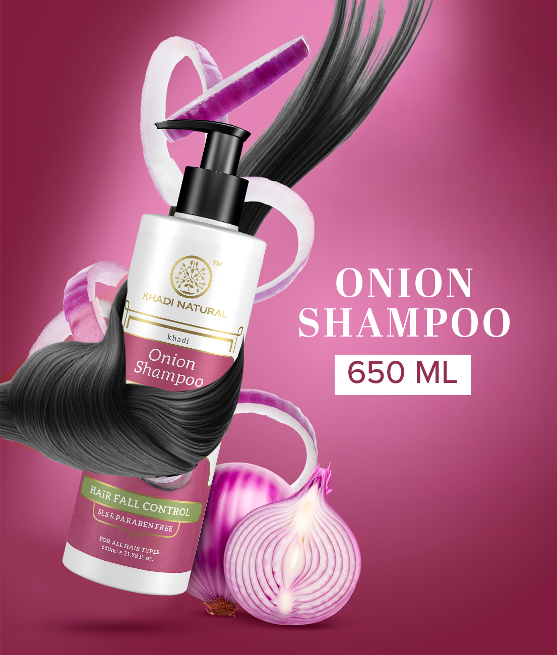 Khadi Natural Onion Shampoo For Hair Fall Control SLS & Paraben Free – 650ml - Image 9 - Buy from Indicrest