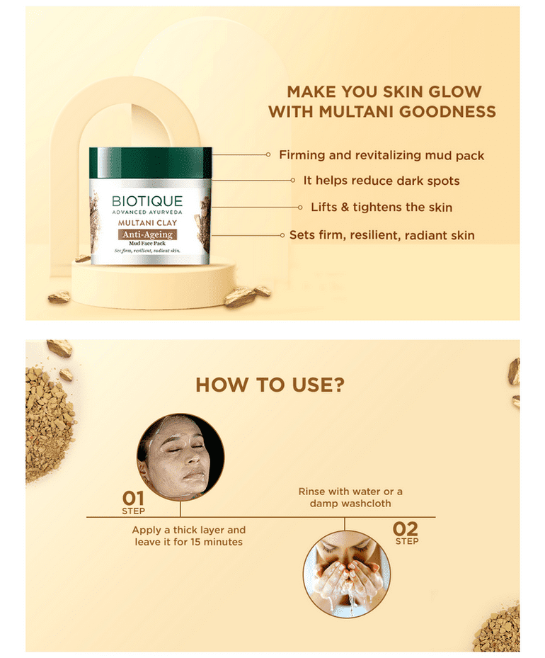 Biotique Multani Clay Anti-Ageing Mud Face Pack, 75g - Image 5 - Buy from Indicrest