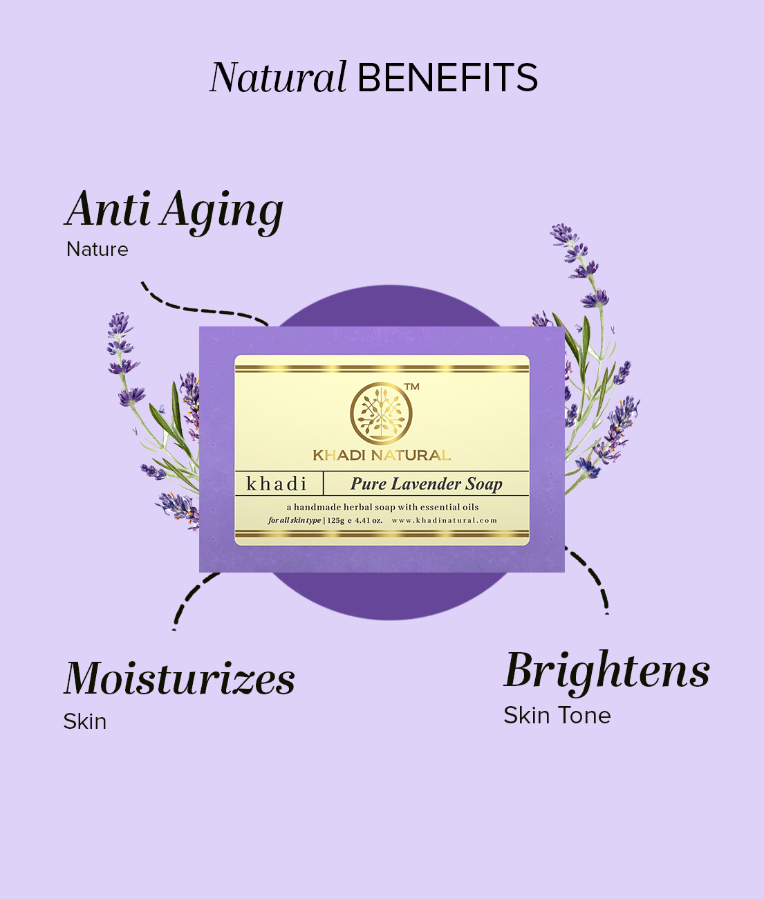 Khadi Natural Herbal Pure Lavender Soap Combo Pack Of 3 – 125gm Each - Image 2 - Buy from Indicrest