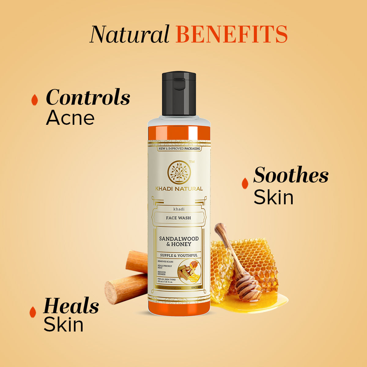 Khadi Natural Sandalwood & Honey Face Wash - 210gm - Image 2 - Buy from Indicrest