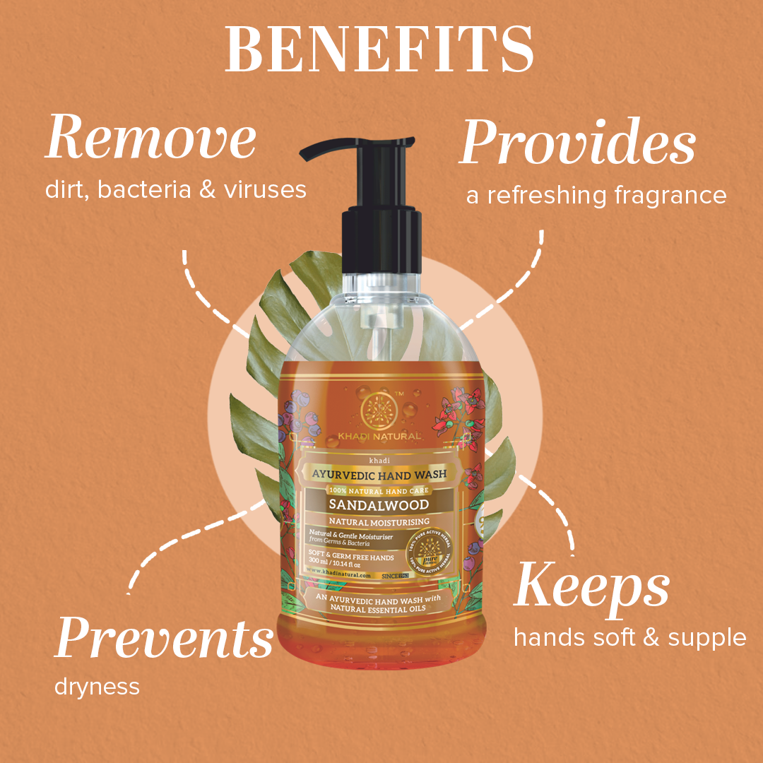 Khadi Natural Moisturizing Sandalwood Handwash - 300ml - Image 2 - Buy from Indicrest