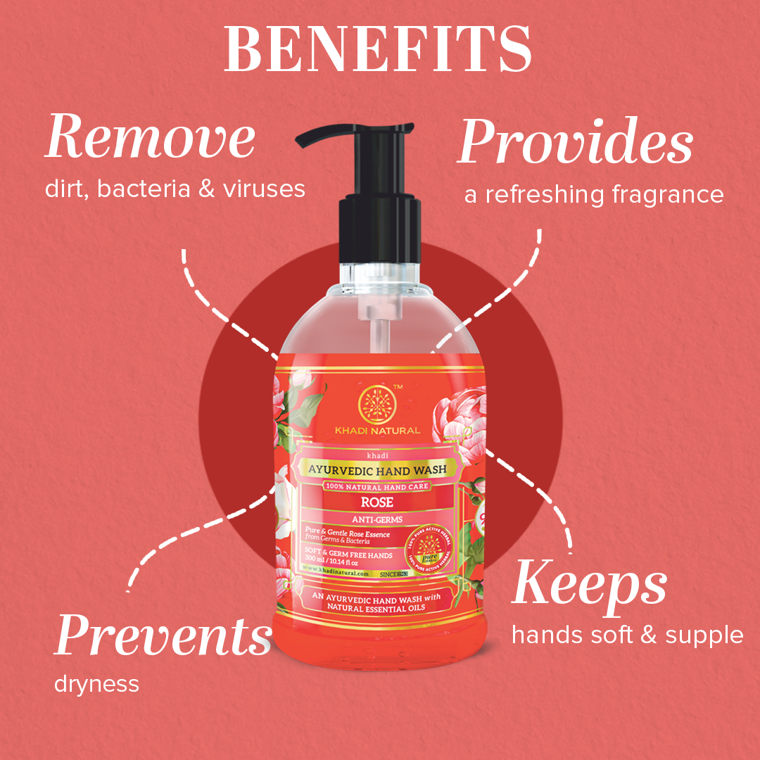 Khadi Natural Anti Germ Rose Handwash - 300ml - Image 2 - Buy from Indicrest