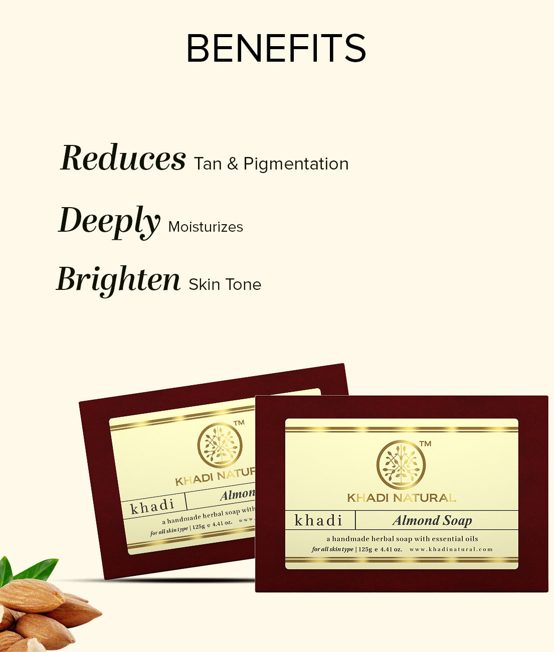Khadi Natural Almond Soap - 125gm - Image 2 - Buy from Indicrest