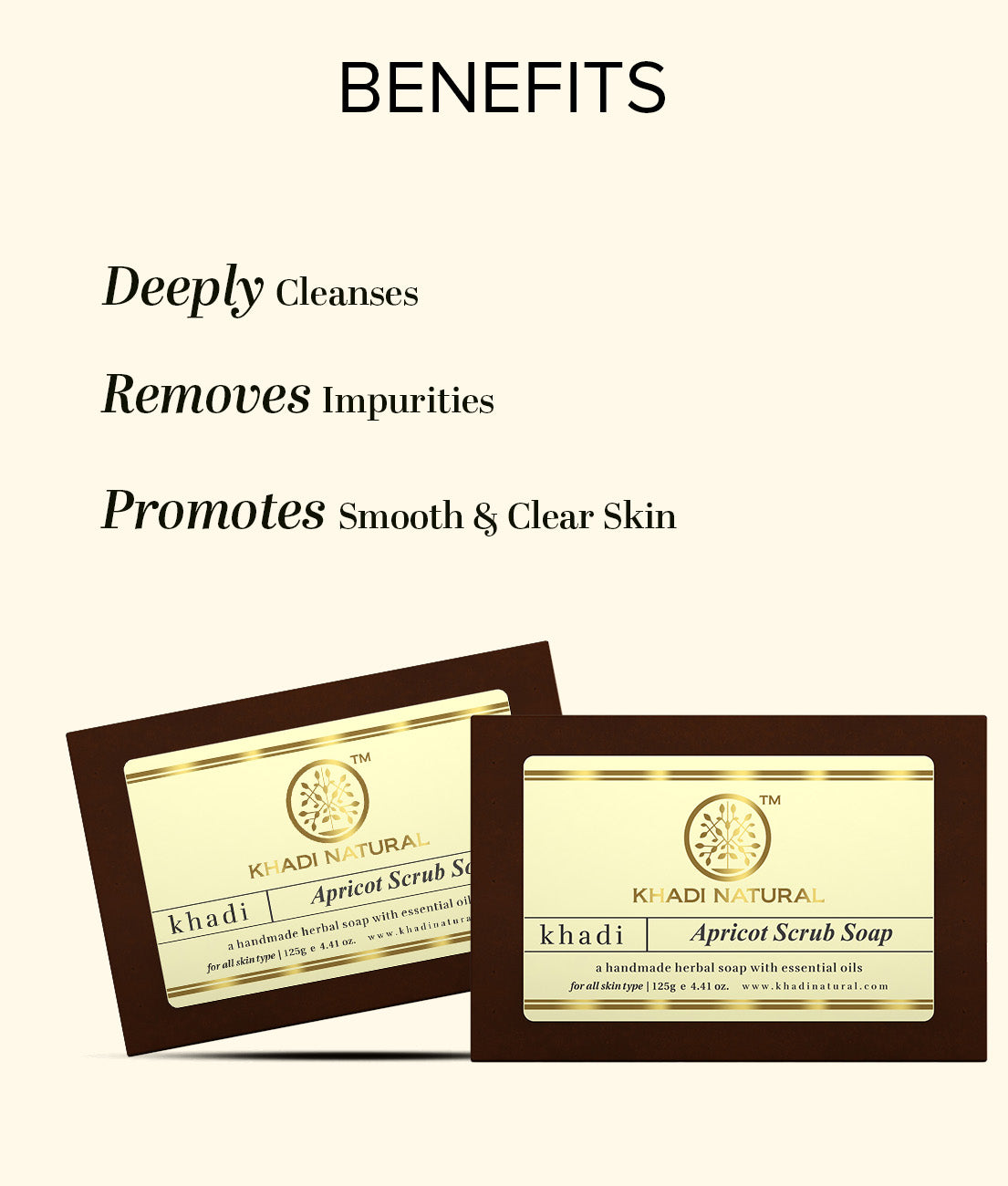 Khadi Natural Apricot Scrub Soap - 125gm - Image 2 - Buy from Indicrest