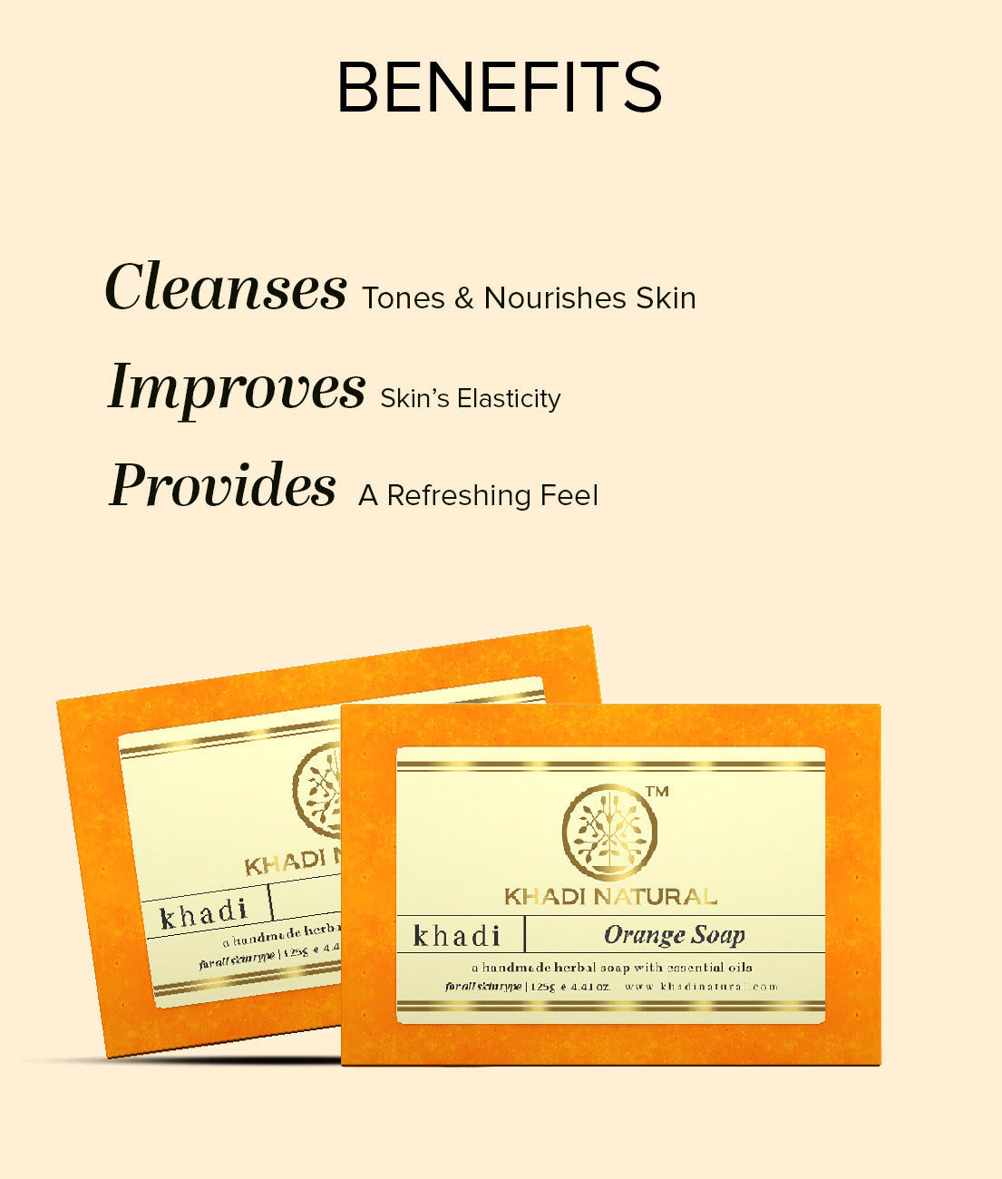 Khadi Natural Orange Soap 125gm - Image 2 - Buy from Indicrest