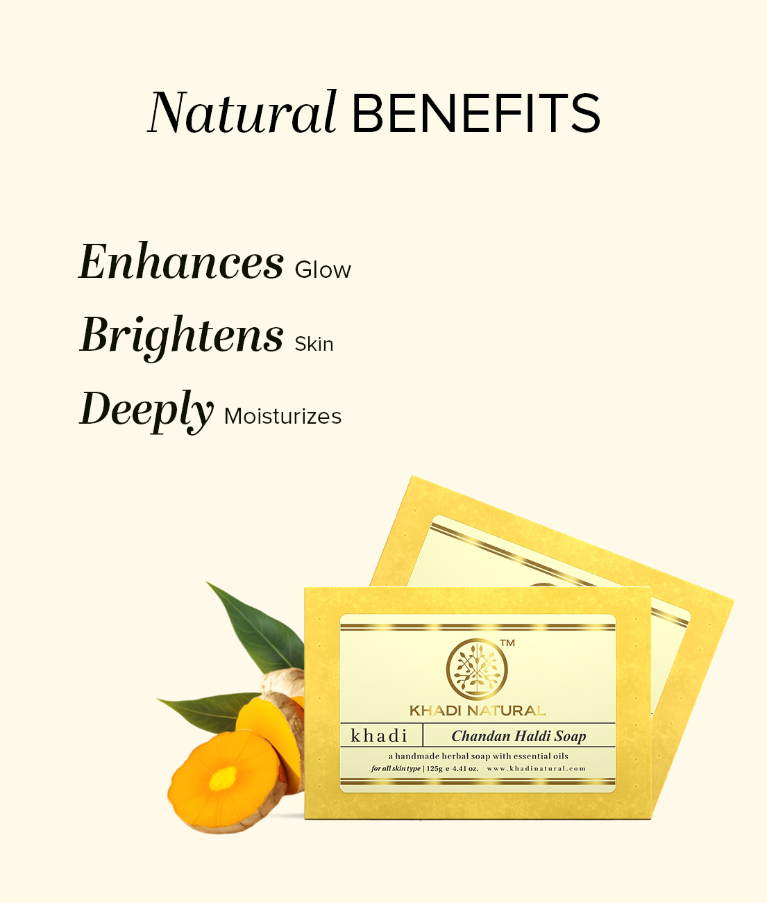 Khadi Natural Chandan Haldi Soap Combo Value Pack of 5 - 125gm Each - Image 2 - Buy from Indicrest