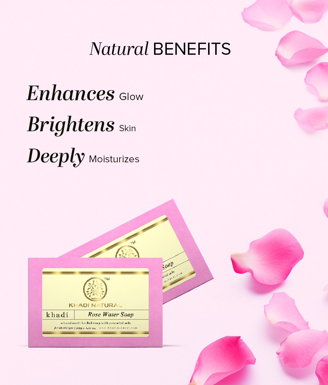Khadi Natural Rosewater Soap Combo Pack Of 3 – 125gm Each - Image 2 - Buy from Indicrest