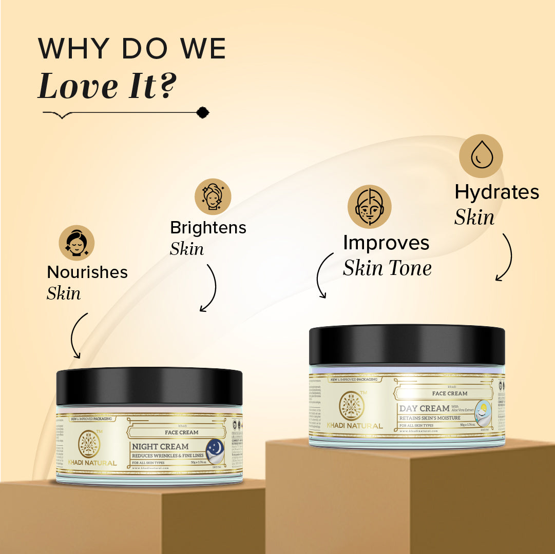 Khadi Natural Day Bright & Night Repair Cream Combo - Pack of 2 (50gm Each) - Image 2 - Buy from Indicrest