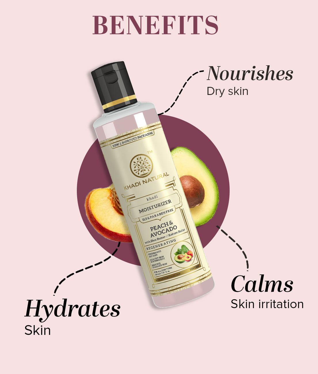 Khadi Natural Peach Avocado Moisturizer with SLS & Paraben Free - 210ml - Image 2 - Buy from Indicrest