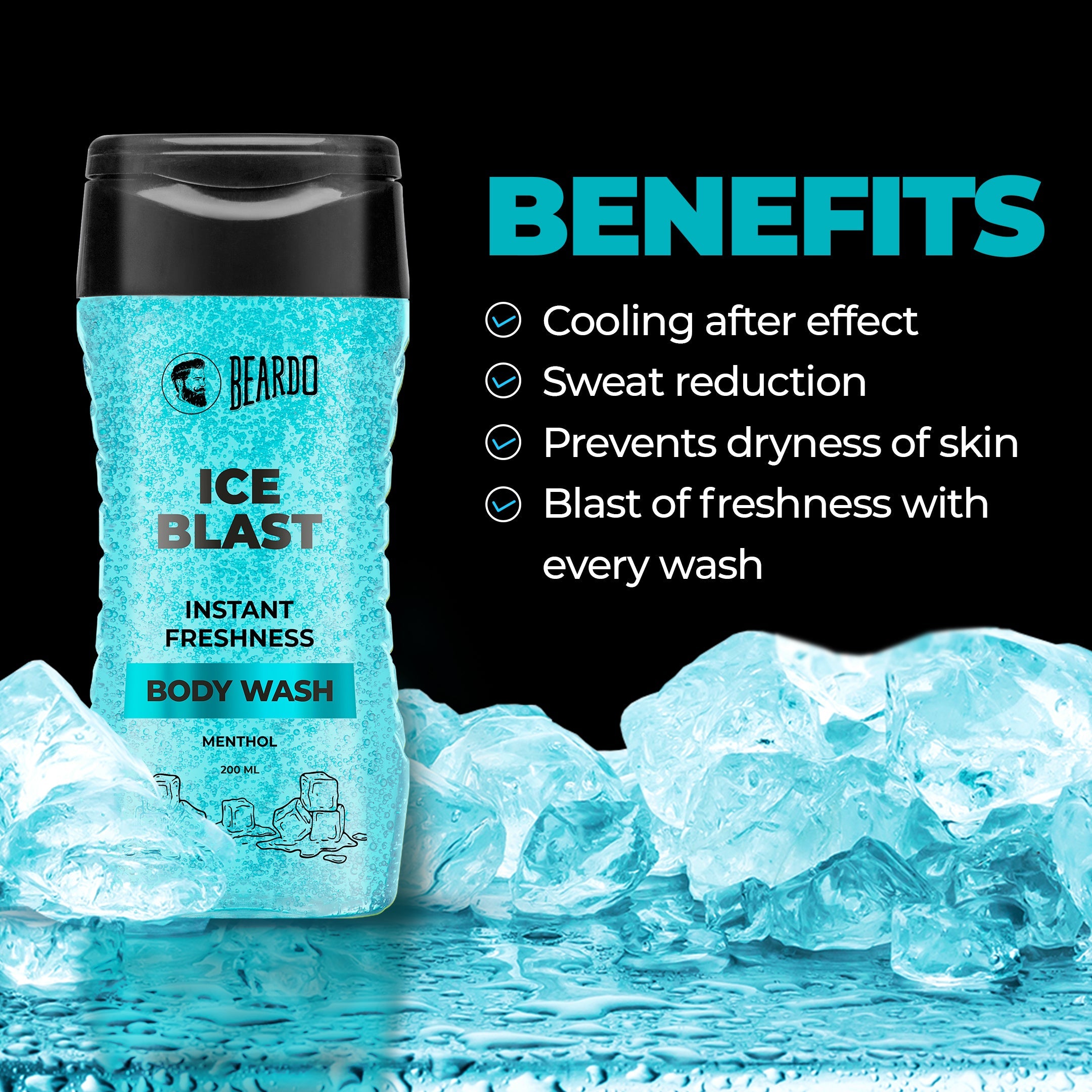 Beardo Ice Blast Body Wash, 200ml - Image 4 - Buy from Indicrest
