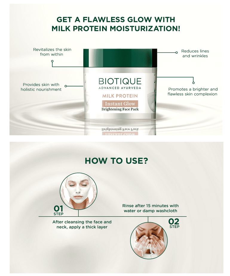 Biotique Milk Protein Instant Glow Brightening Face Pack, 175g - Image 6 - Buy from Indicrest