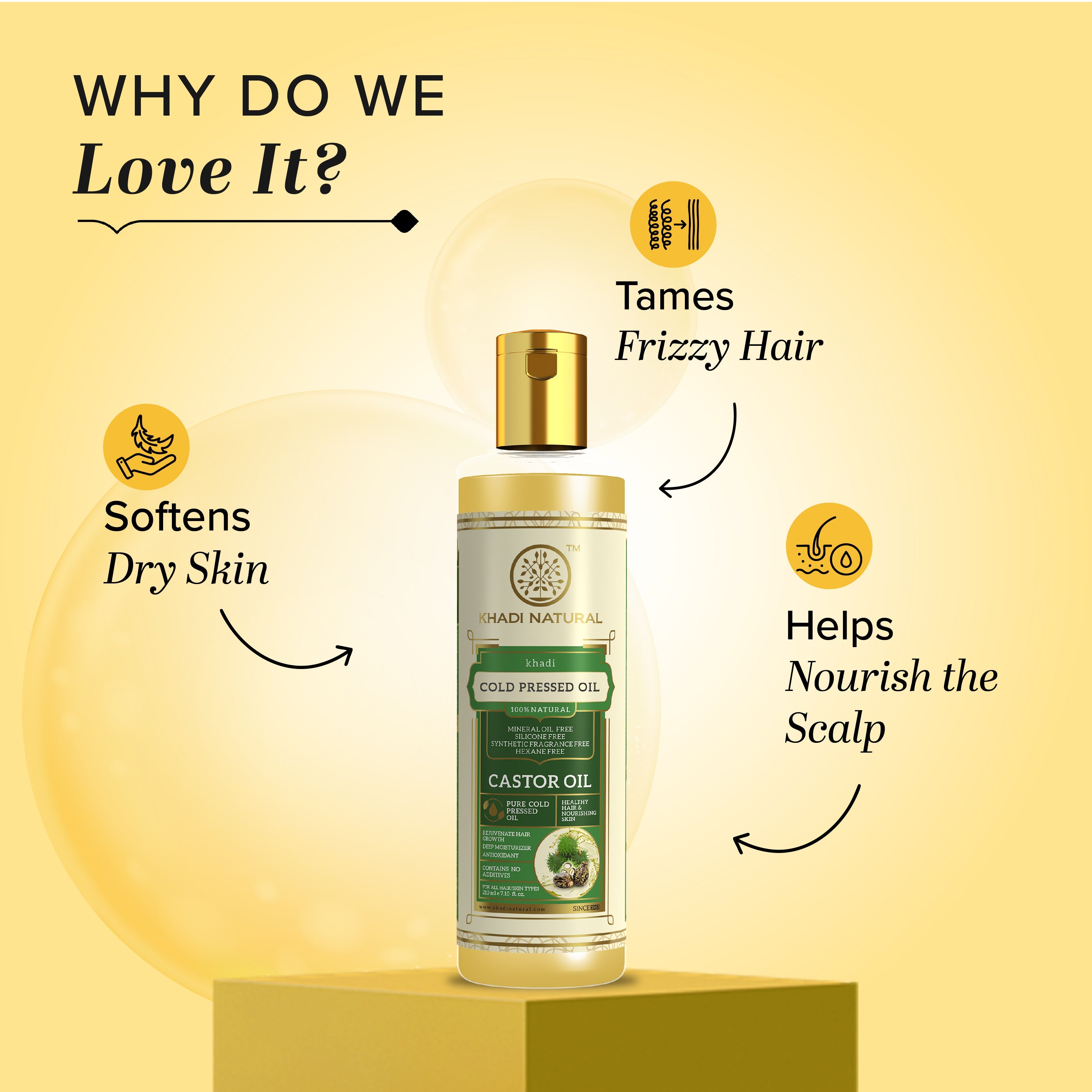 Khadi Natural Castor Cold Pressed Oil - 100% Natural - 210ml - Image 4 - Buy from Indicrest