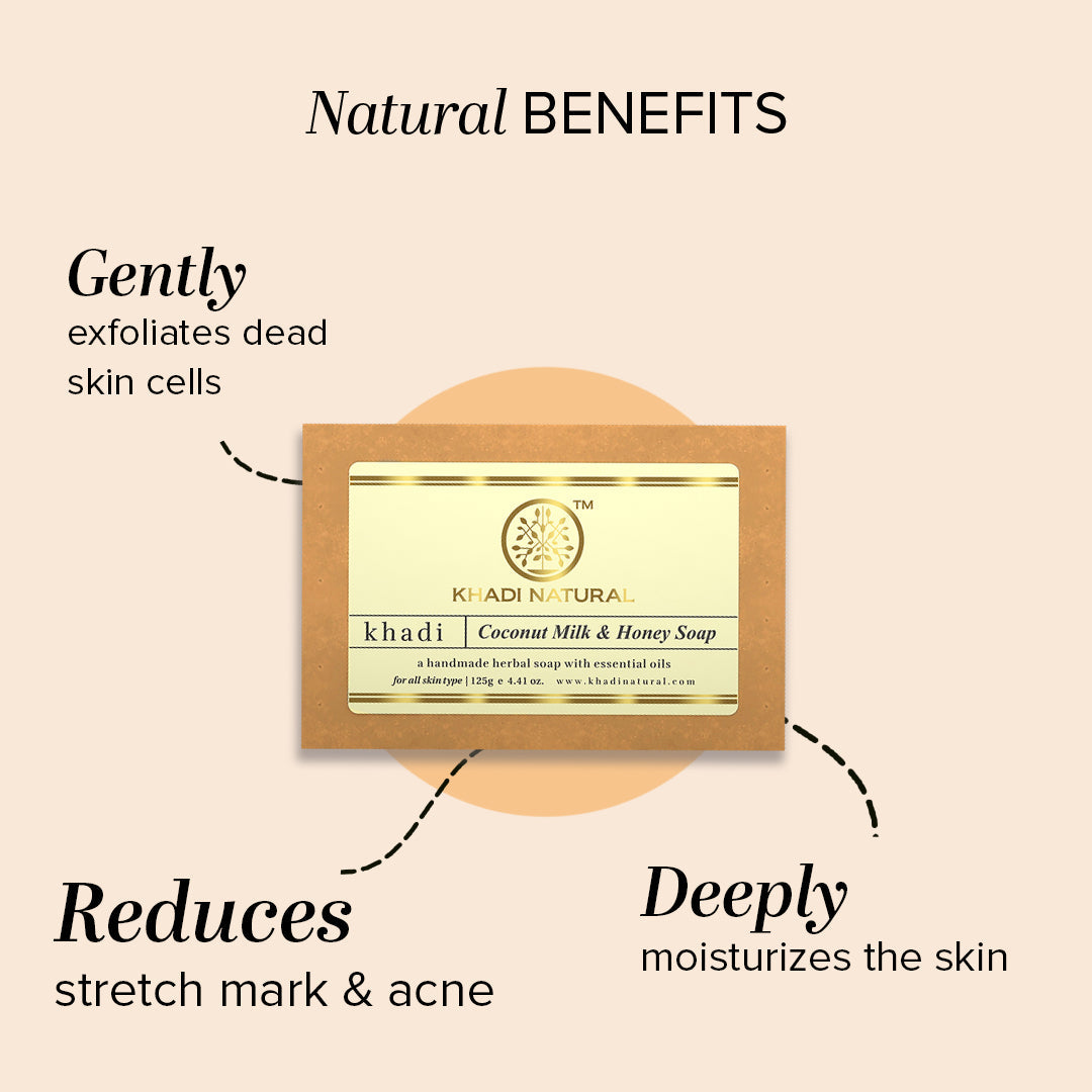 Khadi Natural Herbal Coconut Milk & Honey Soap Combo Pack Of 5 – 125gm Each - Image 2 - Buy from Indicrest