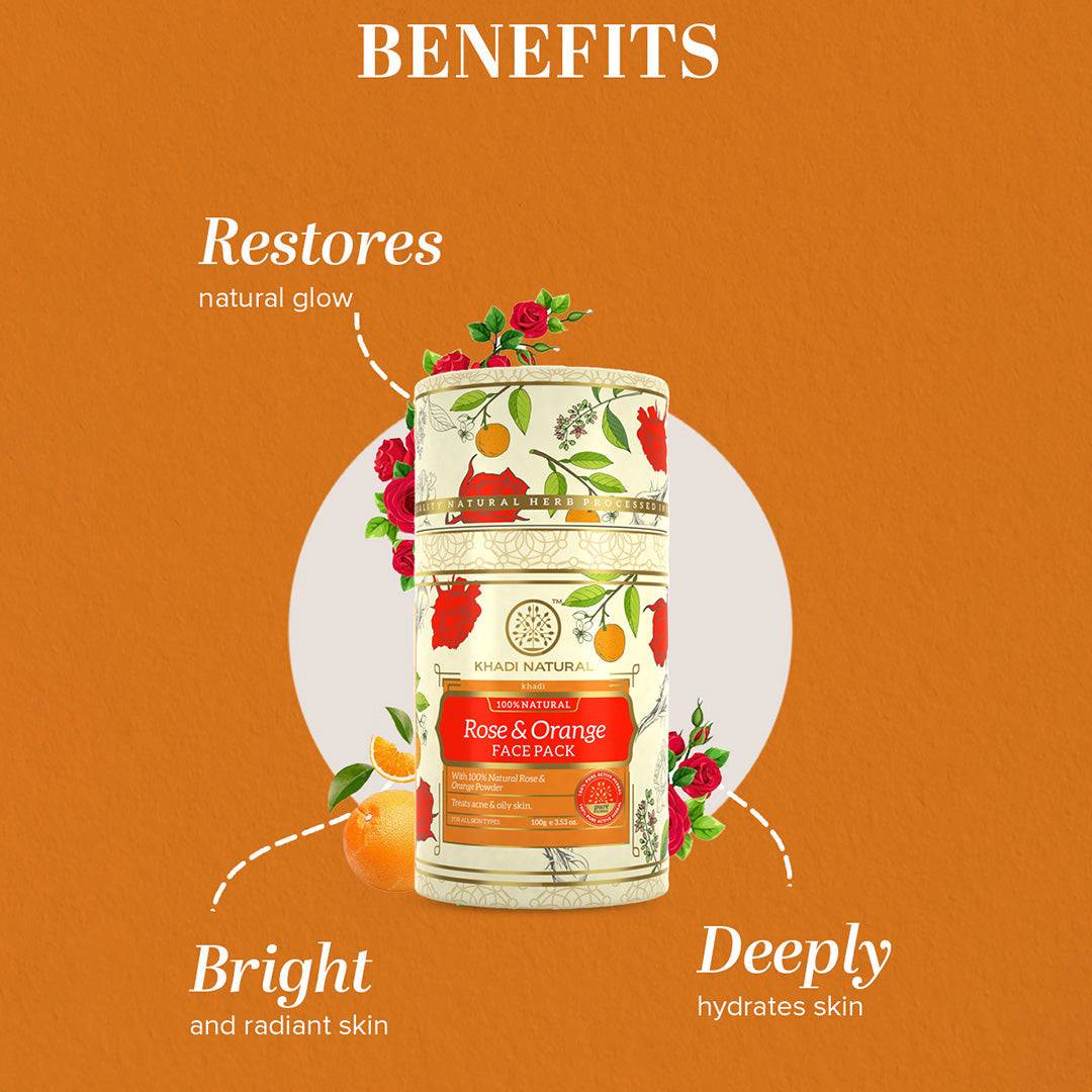 Khadi Natural Rose & Orange Face Pack - 100gm - Image 3 - Buy from Indicrest
