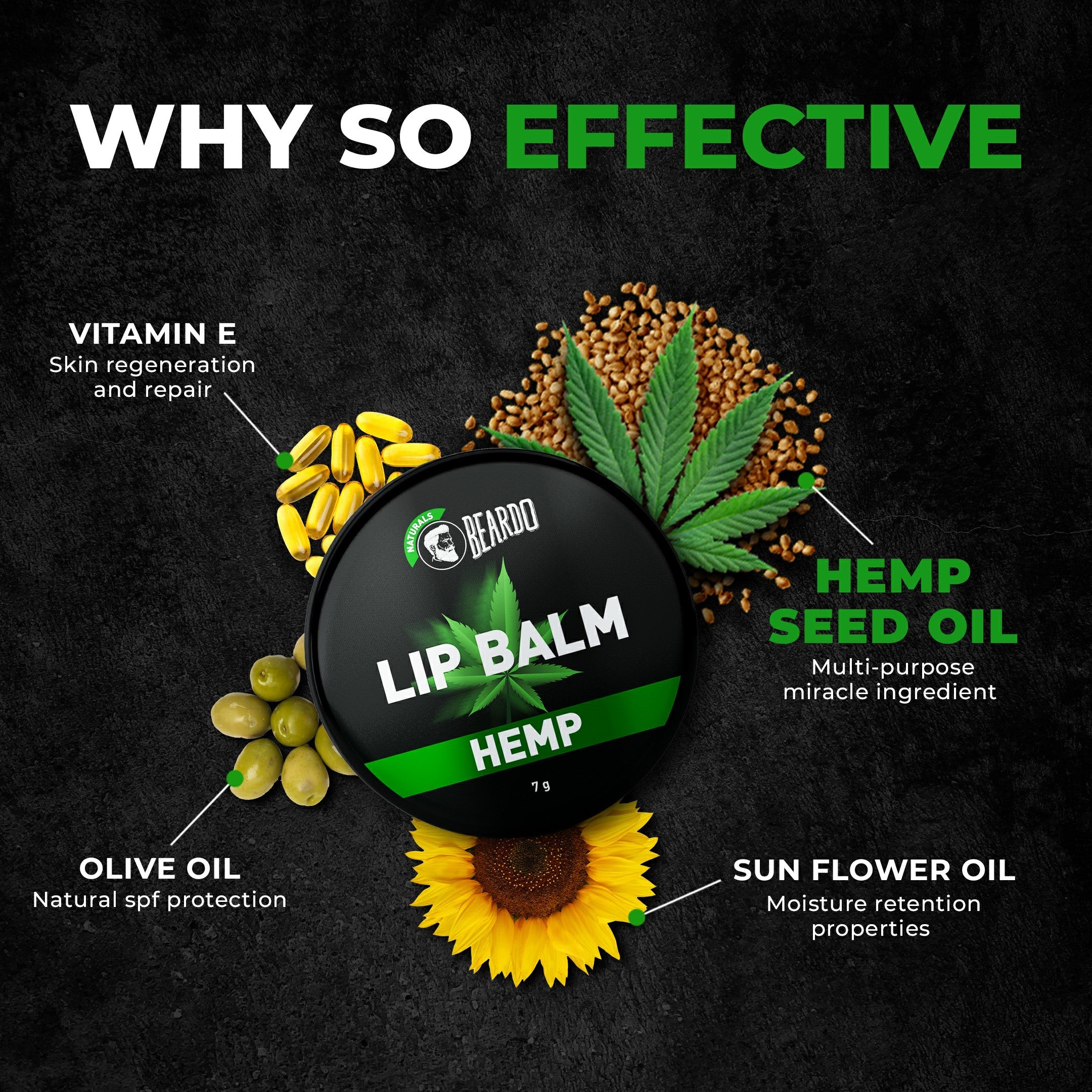 Beardo Hemp Lip balm, 7g - Image 4 - Buy from Indicrest