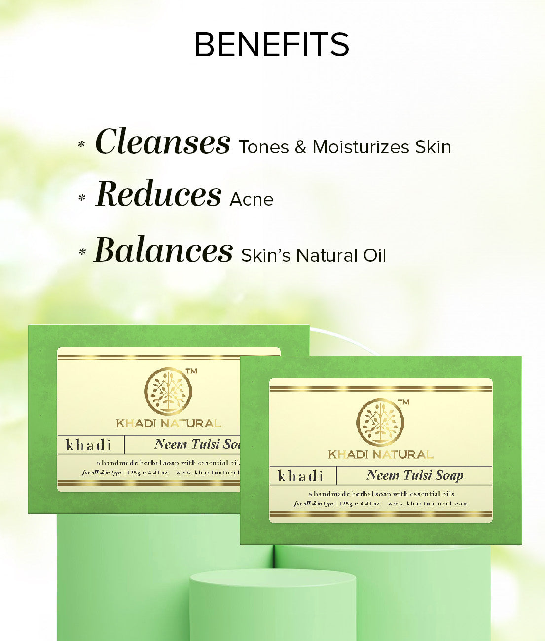 Khadi Natural Neem - Tulsi Soap - 125gm - Image 2 - Buy from Indicrest