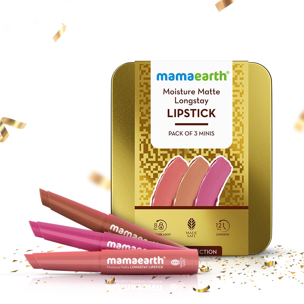 Mamaearth Moisture Matte Long Stay Lipstick Gift Set, Nude Perfection - Buy from Indicrest