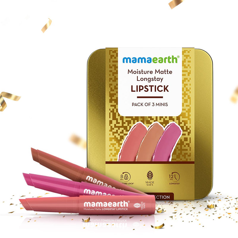 Mamaearth Moisture Matte Long Stay Lipstick Gift Set, Nude Perfection - Buy from Indicrest