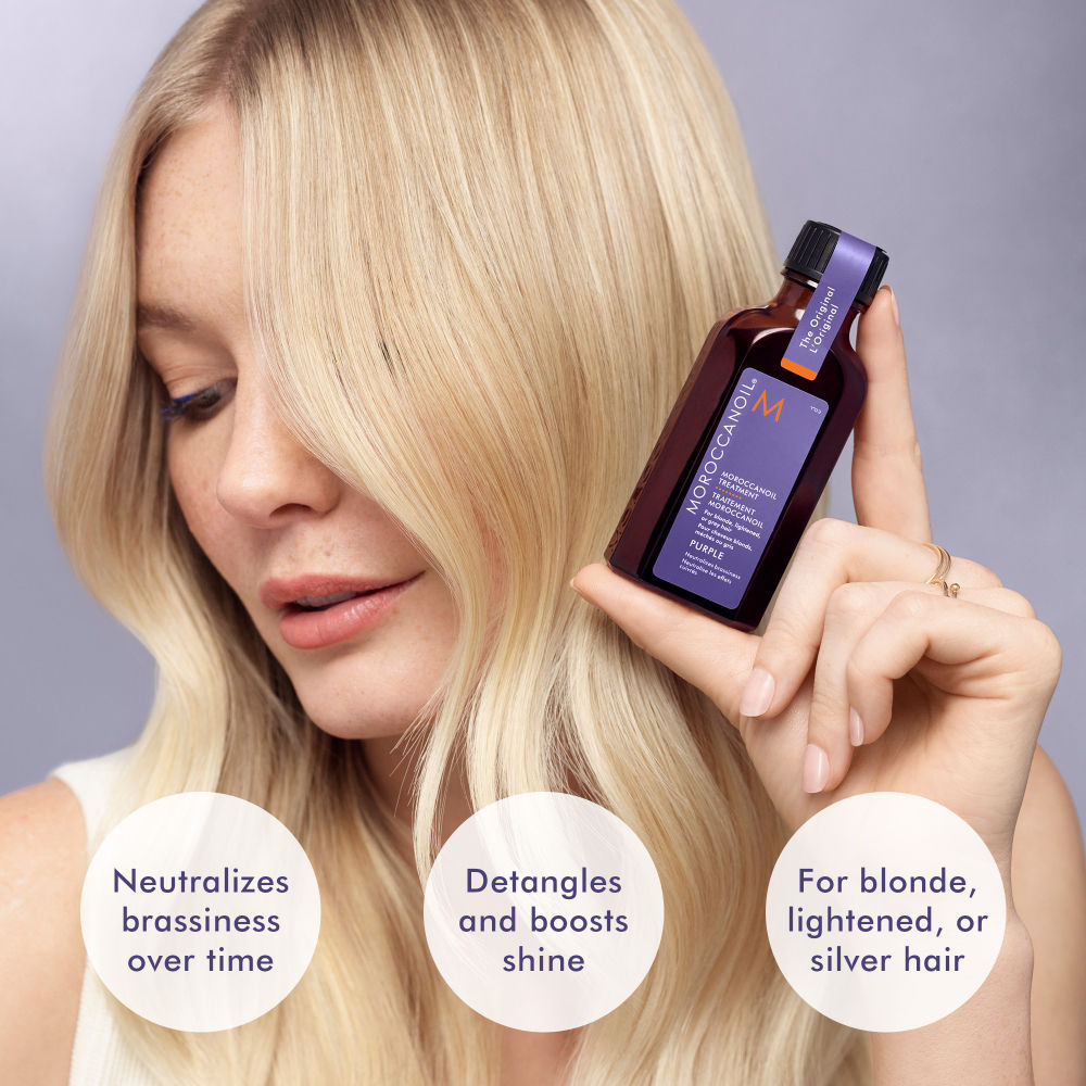 Moroccanoil Treatment Purple Oil | Argan Oil +Violet Pigments | Tones Brassiness in Blonde & Grey Hair, 50ml
