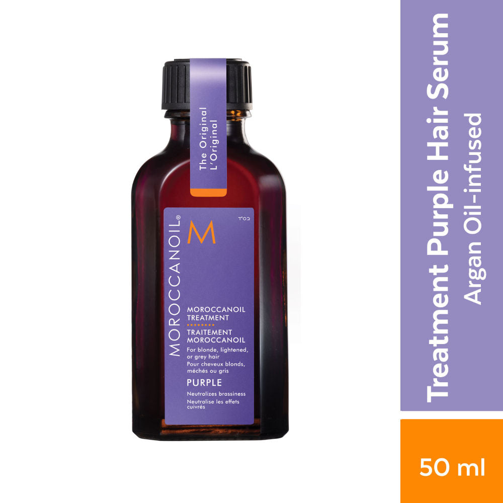 Moroccanoil Treatment Purple Oil | Argan Oil +Violet Pigments | Tones Brassiness in Blonde & Grey Hair, 50ml, Buy from Indicrest