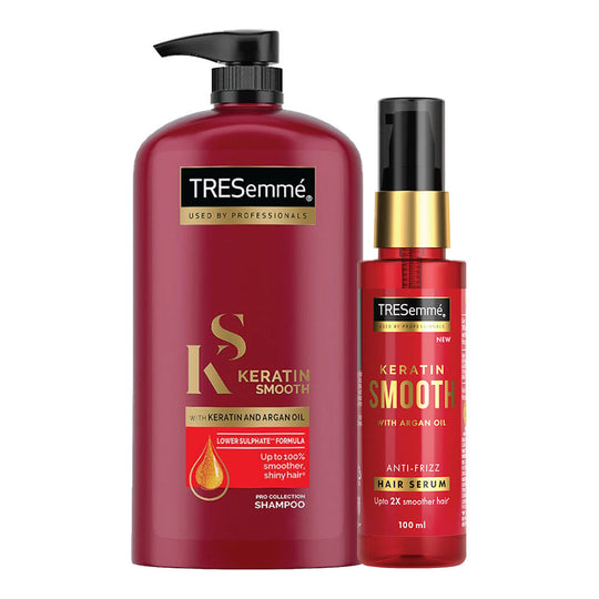 TRESemme Keratin Smooth Kit For Long Lasting Frizz Control Shampoo, 1000ml + Serum, 100ml Combo, 2 pieces Buy at Indicrest