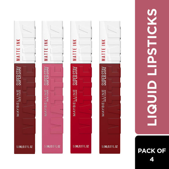 Maybelline New York Superstay Matte Ink Liquid Lipstick - Combo Pack of 4 Buy at Indicrest