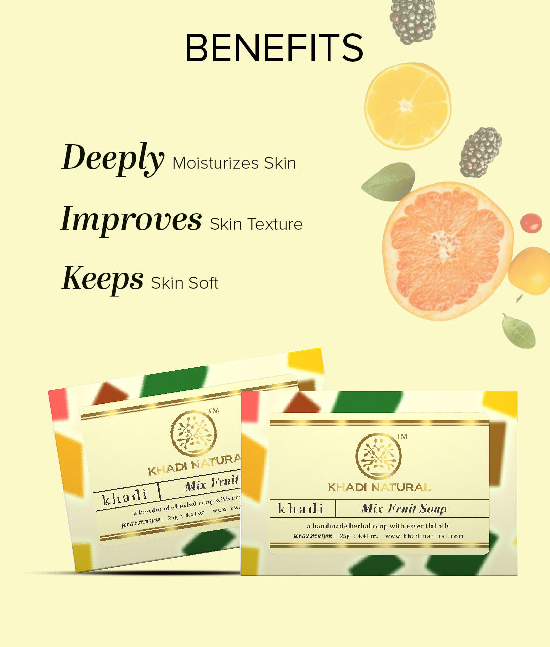 Khadi Natural Mix Fruit Soap Combo Pack Of 5 – 125gm Each - Image 2 - Buy from Indicrest