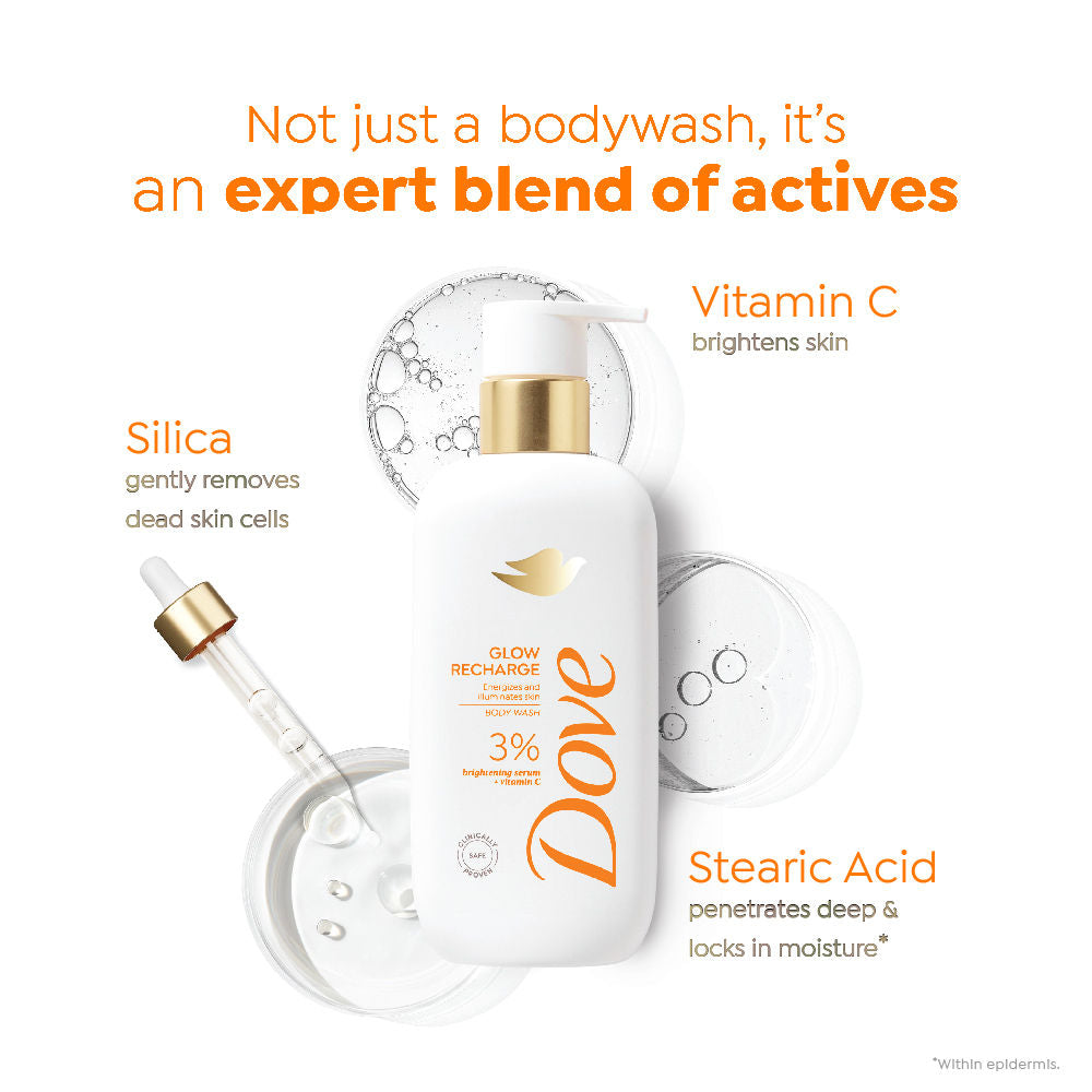 Dove Glow Recharge Exfoliating Serum Body Wash with 3% Brightening Serum + Vitamin C, 300ml Buy at Indicrest Image 4