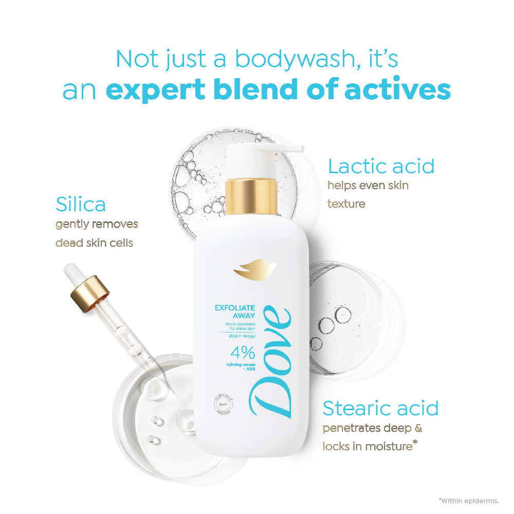 Dove Exfoliate Away Serum Body Wash with 4% Refining Serum + AHA, 300ml Buy at Indicrest Image 4