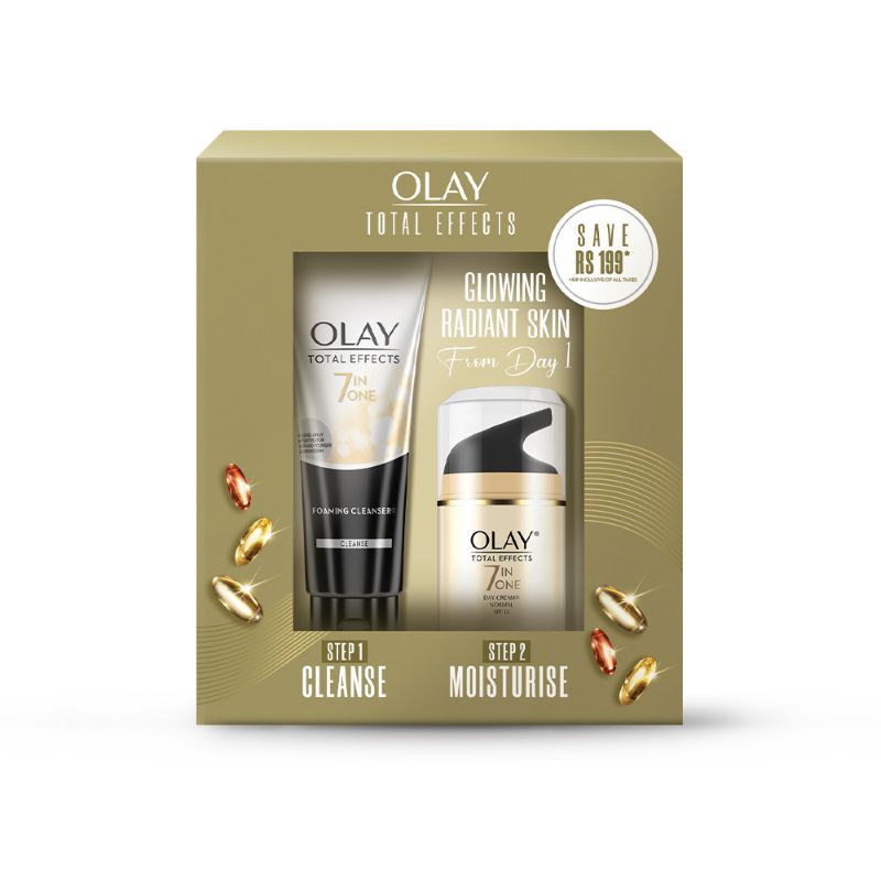 Olay Total Effects Gift Pack - Day Cream & Cleanser, Fights 7 Signs of Ageing With Niacimide, 150g Buy at Indicrest